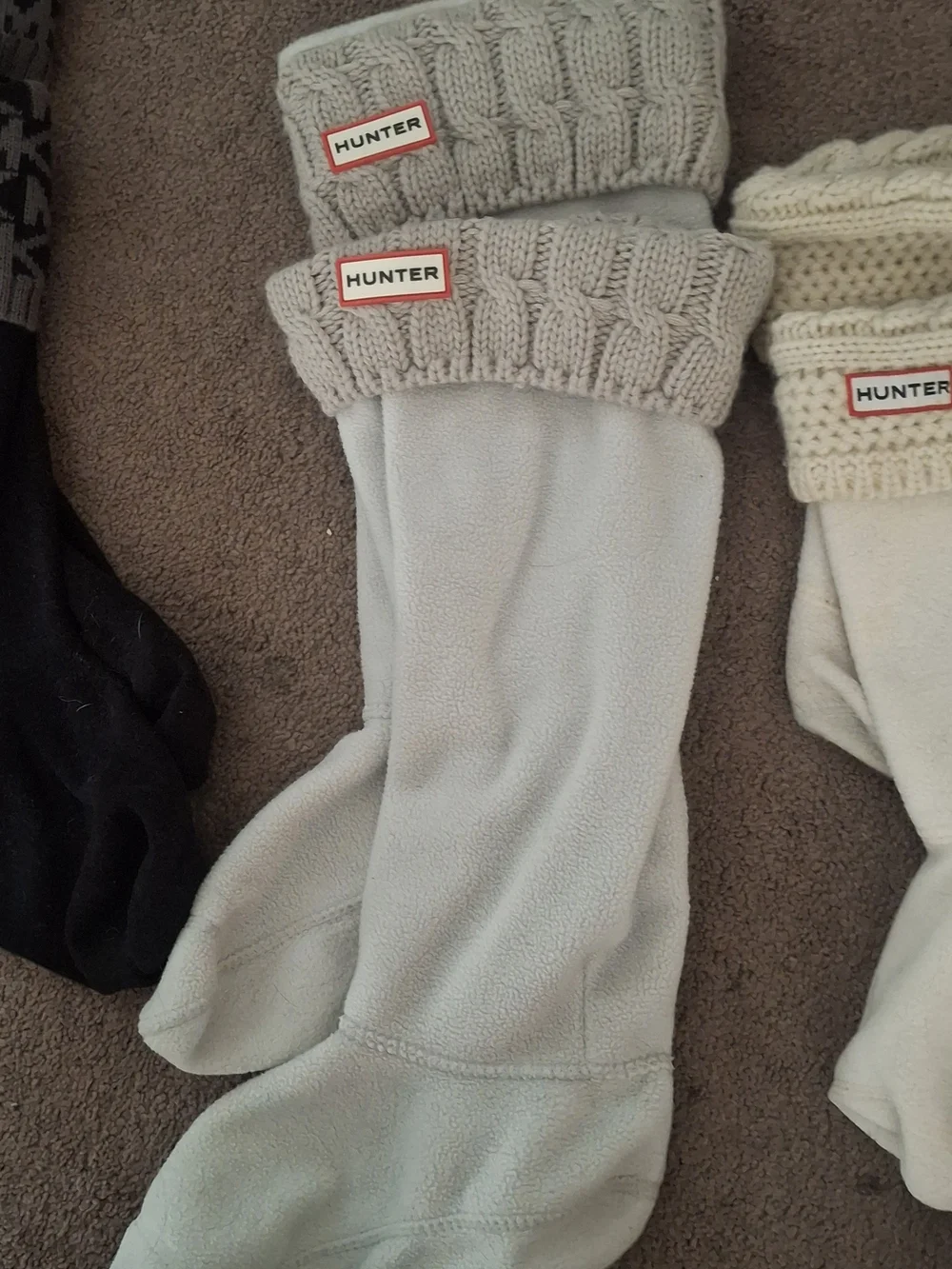 Hunter Logo Knit Cuff Black Knee-High Socks Bundle